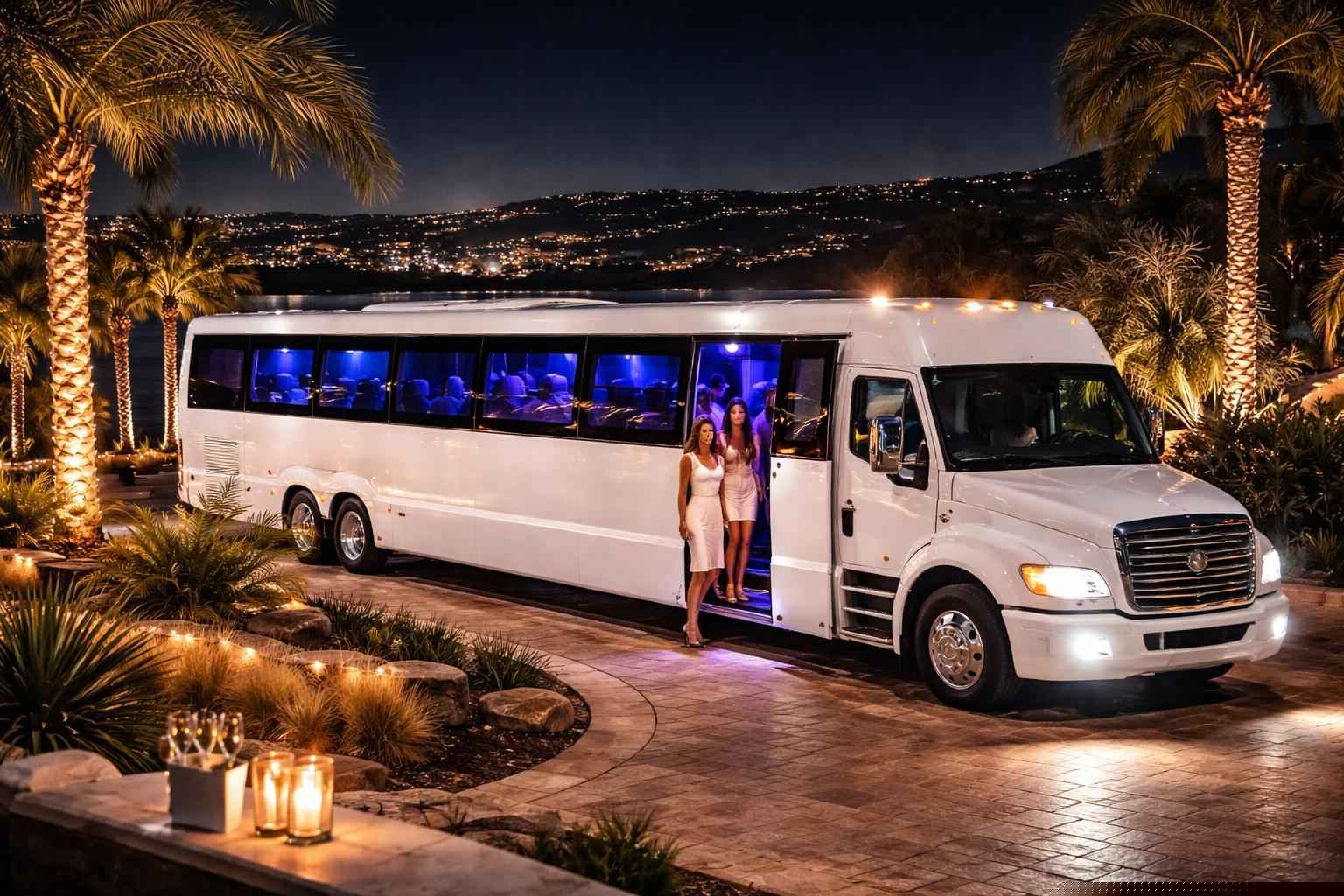 White Night Out Party Bus Rental Eucalyptus Hills