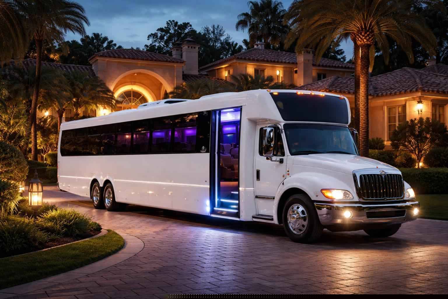 White Party Bus Rental Near Me In Fairbanks Ranch Ca