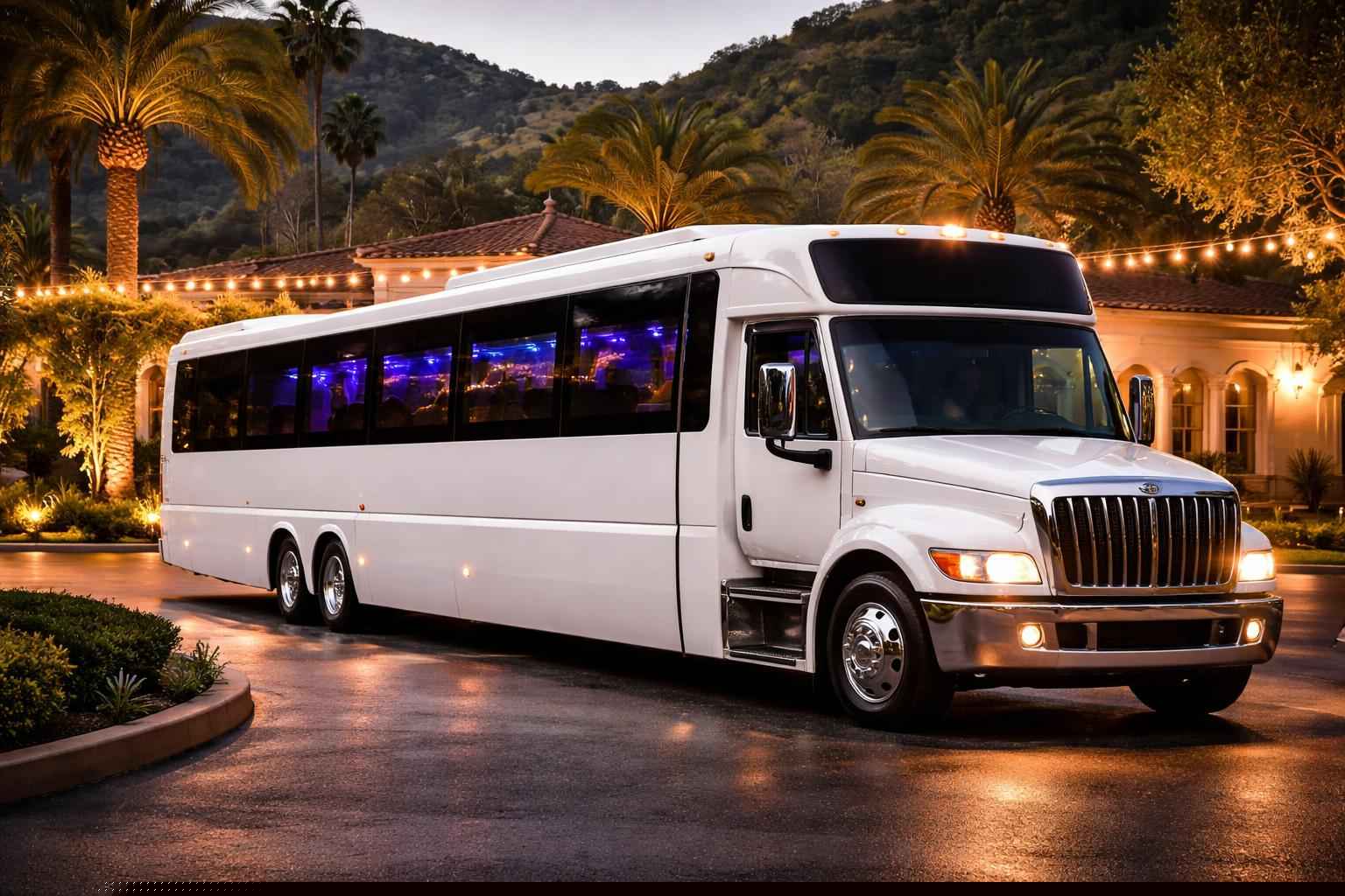 White Prom Party Bus Rental Harbison Canyon CA