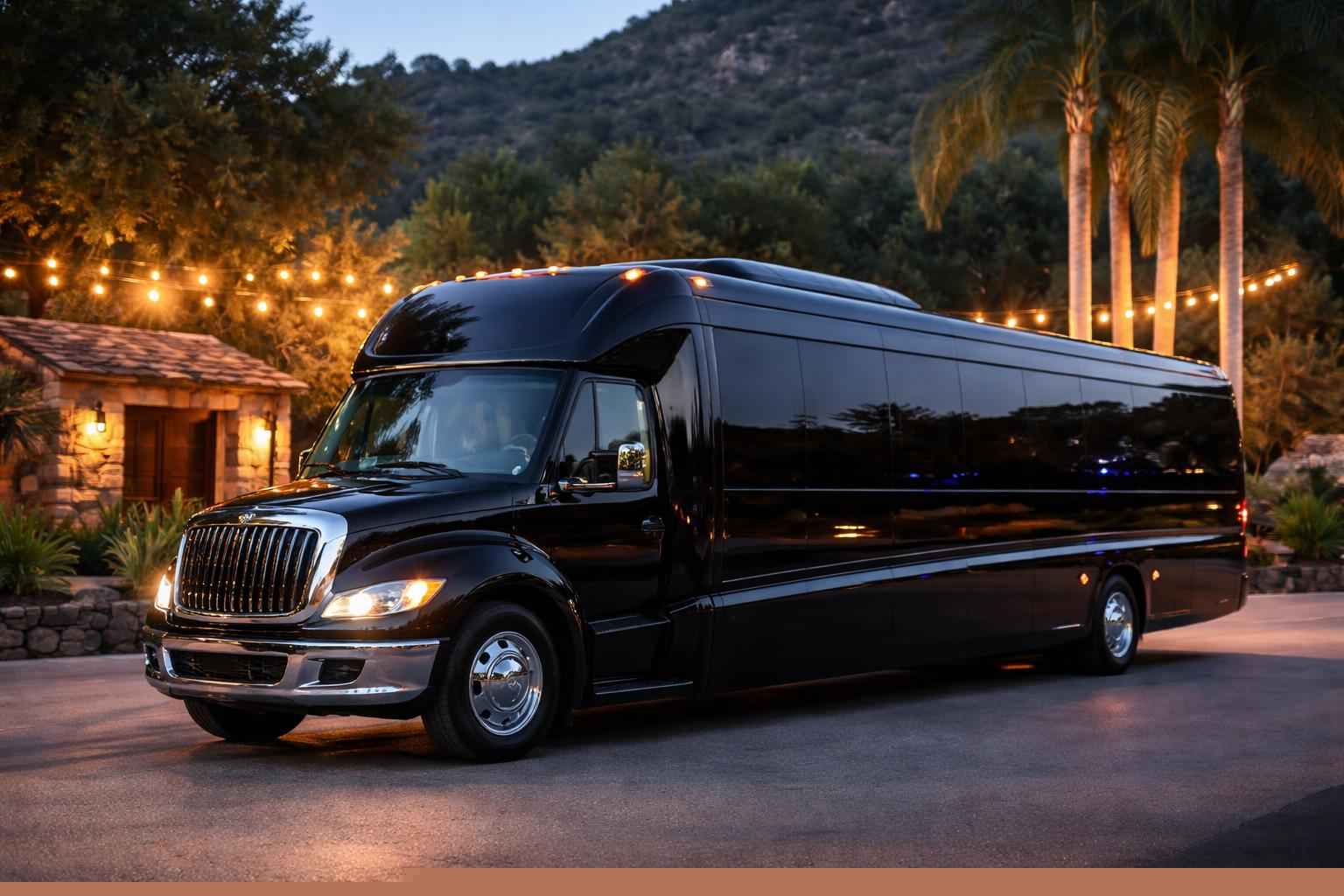 Black Limo Bus Rental In Harbison Canyon CA