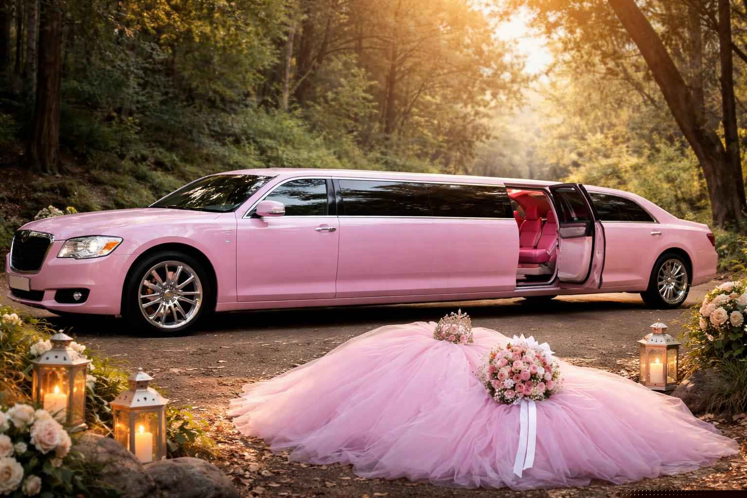 Pink Quinceanera Limo Rental In Elfin Forest