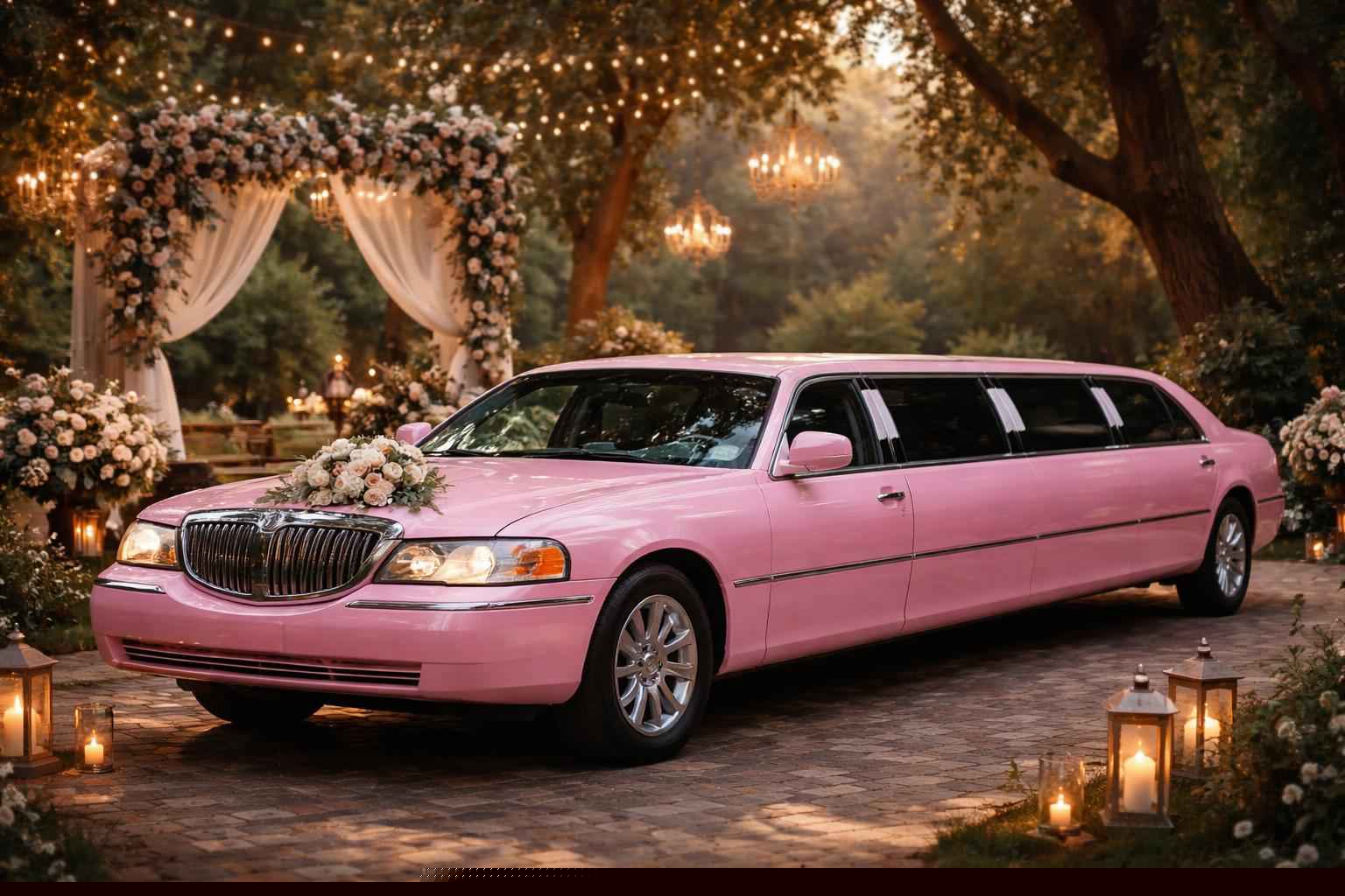 Pink Wedding Limo Rental In Elfin Forest California