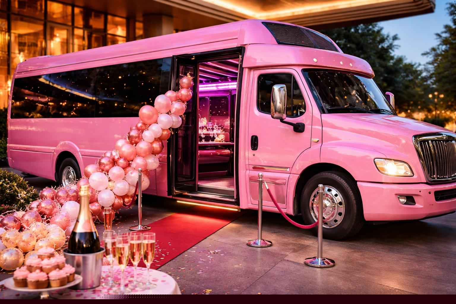 Birthday Pink Party Bus Rental