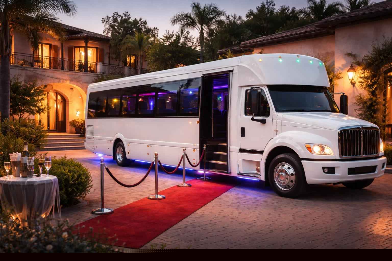 Birthday White Party Bus Rental In Casa De Oro