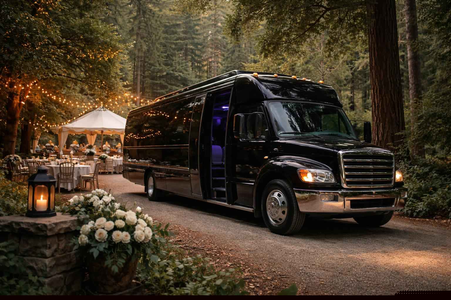 Black Party Bus For Weddings In Elfin Forest