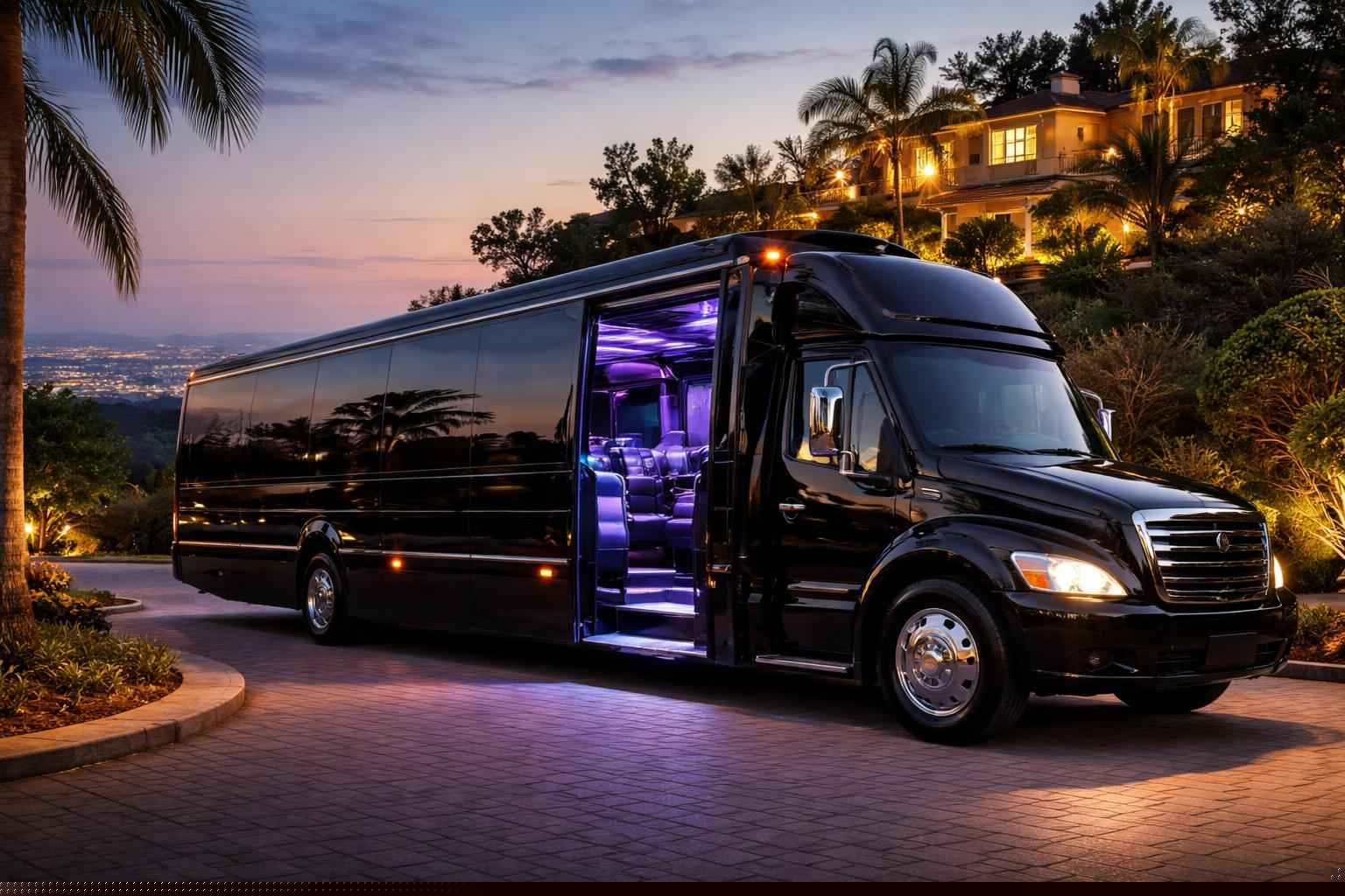 Hourly Black Party Bus Rental In Mount Helix
