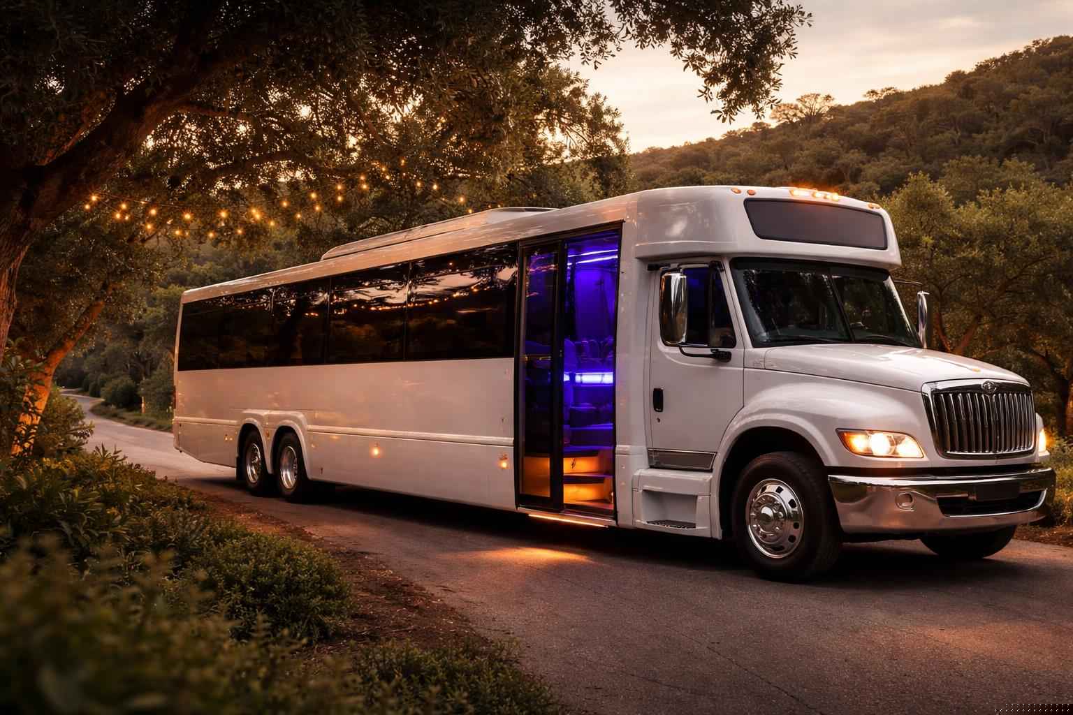 Hourly White Party Bus Rental In Elfin Forest