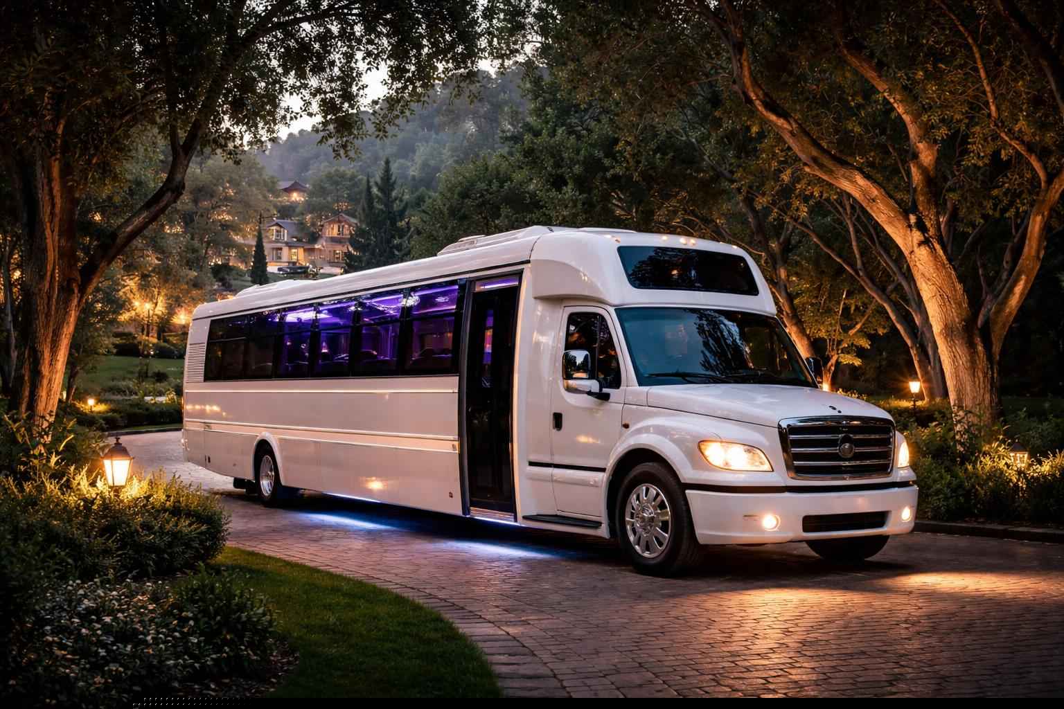 Luxury White Party Bus Service In Elfin Forest