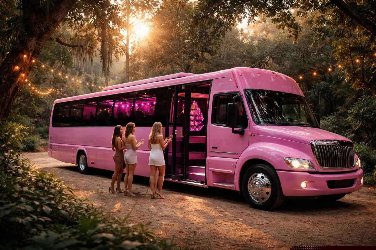 Pink Bachelorette Party Bus In Elfin Forest