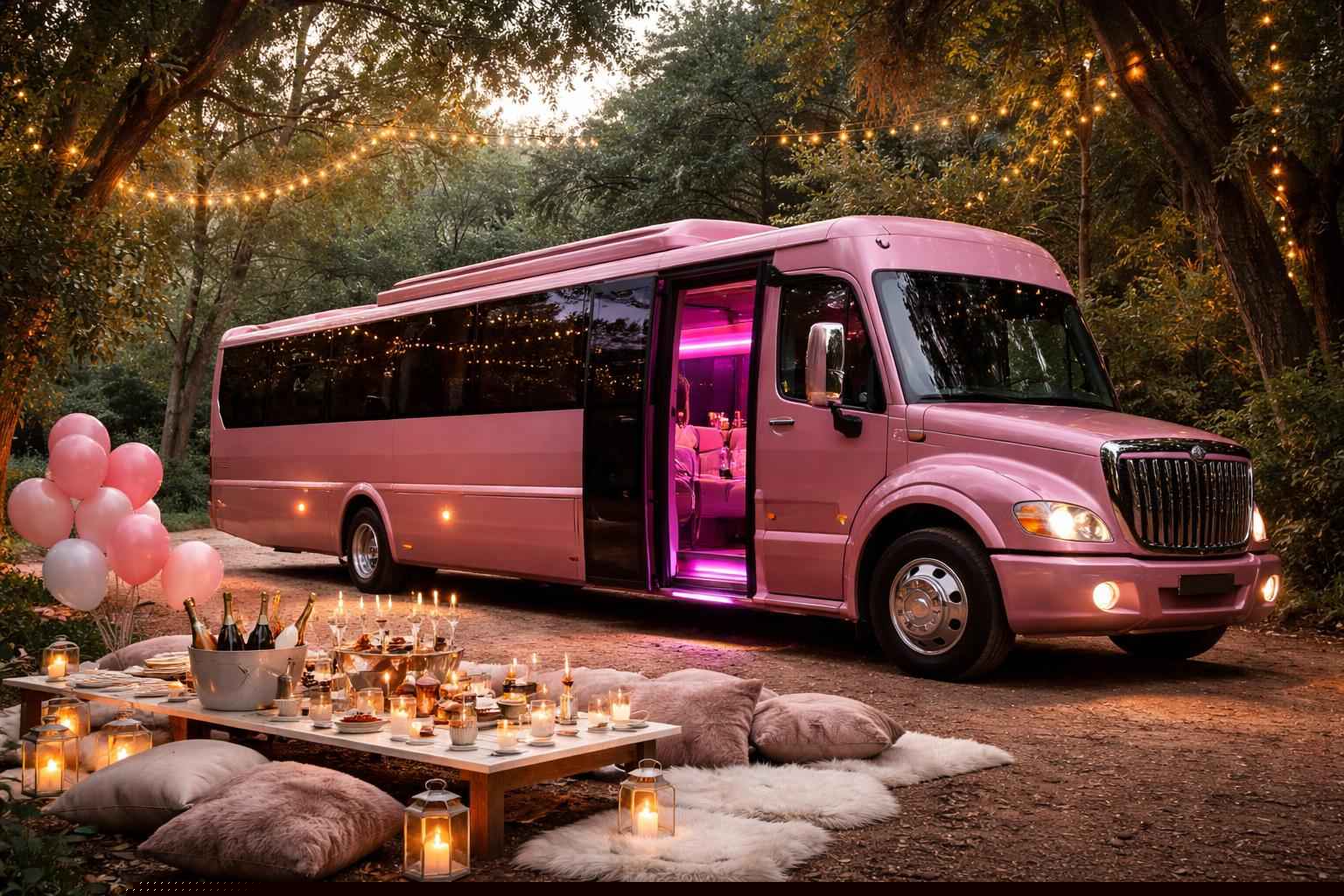 Pink Birthday Party Bus Rental In Elfin Forest