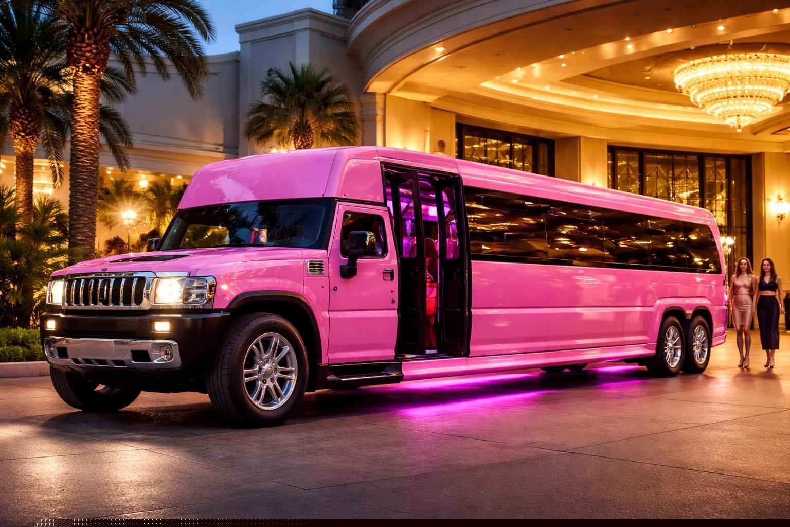 Pink Hummer Limo Bus Rental