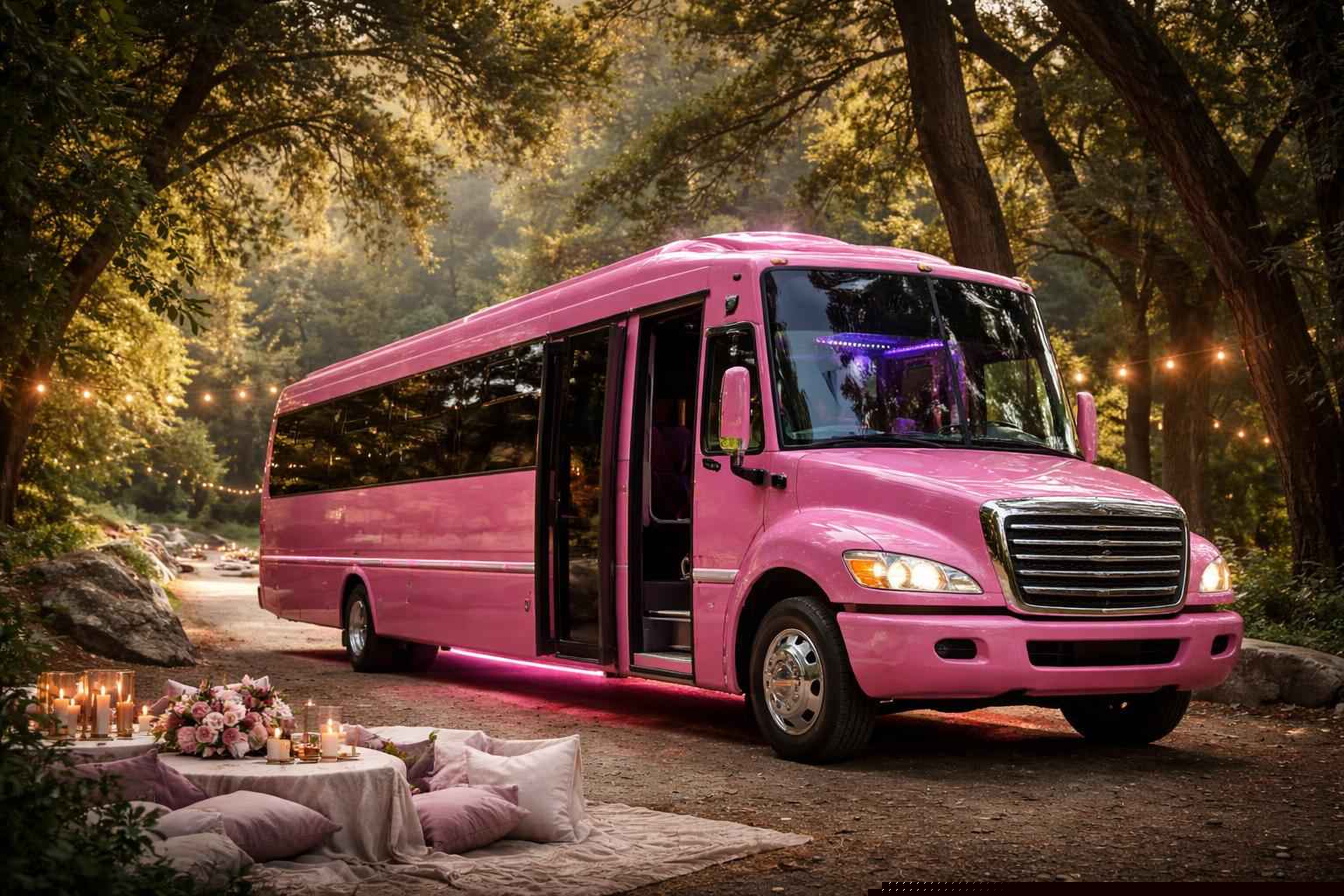 Pink Quinceanera Party Bus In Elfin Forest