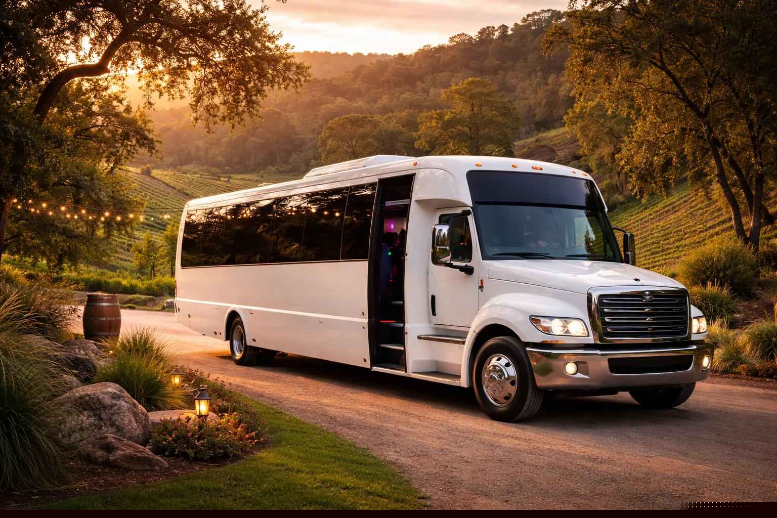 Private White Party Bus Rental In Elfin Forest