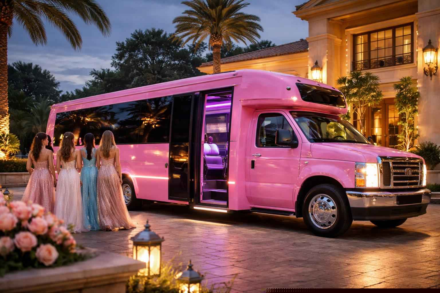 Prom Pink Party Bus Rental