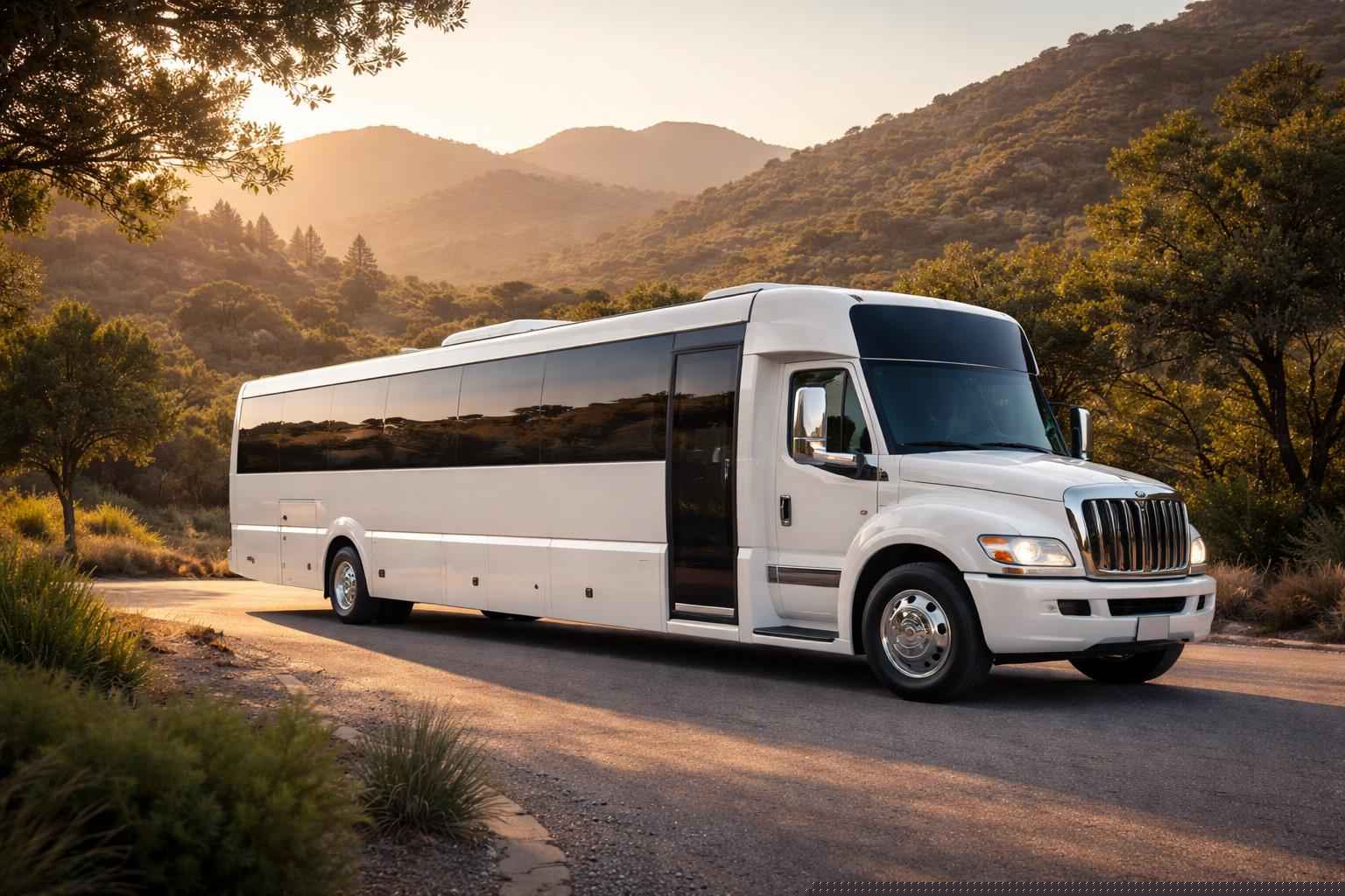 White Limo Bus Rental Near Elfin Forest CA